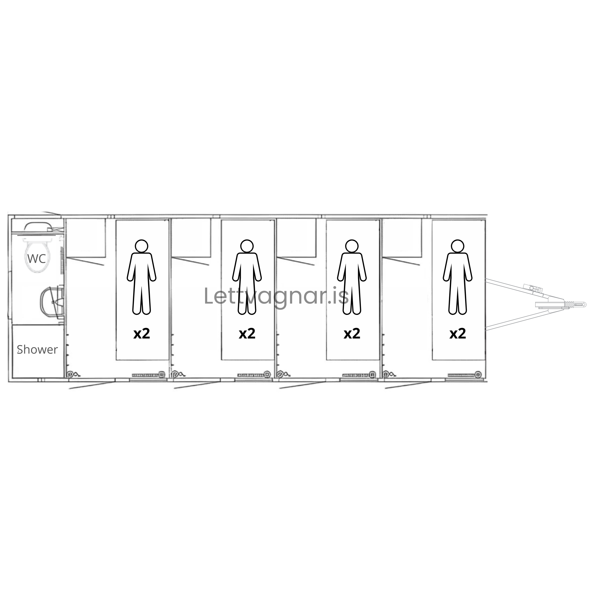 Íbúðarvagn fyrir 8 manna – Scanvogn gerð 730